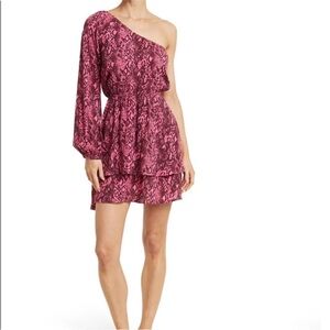 Maaji Pink Quartz Lovliness One Shoulder Snake Print Mini Dress Size M